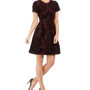 Vince Camuto Women's Charcoal Burnout Lace Fit & Flare Dress Size 8